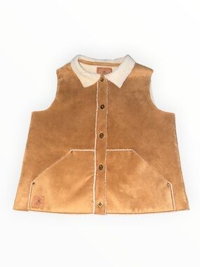 Lauren Ralph Lauren Faux Suede Shearling Sherpa Lined Vest Gilet M